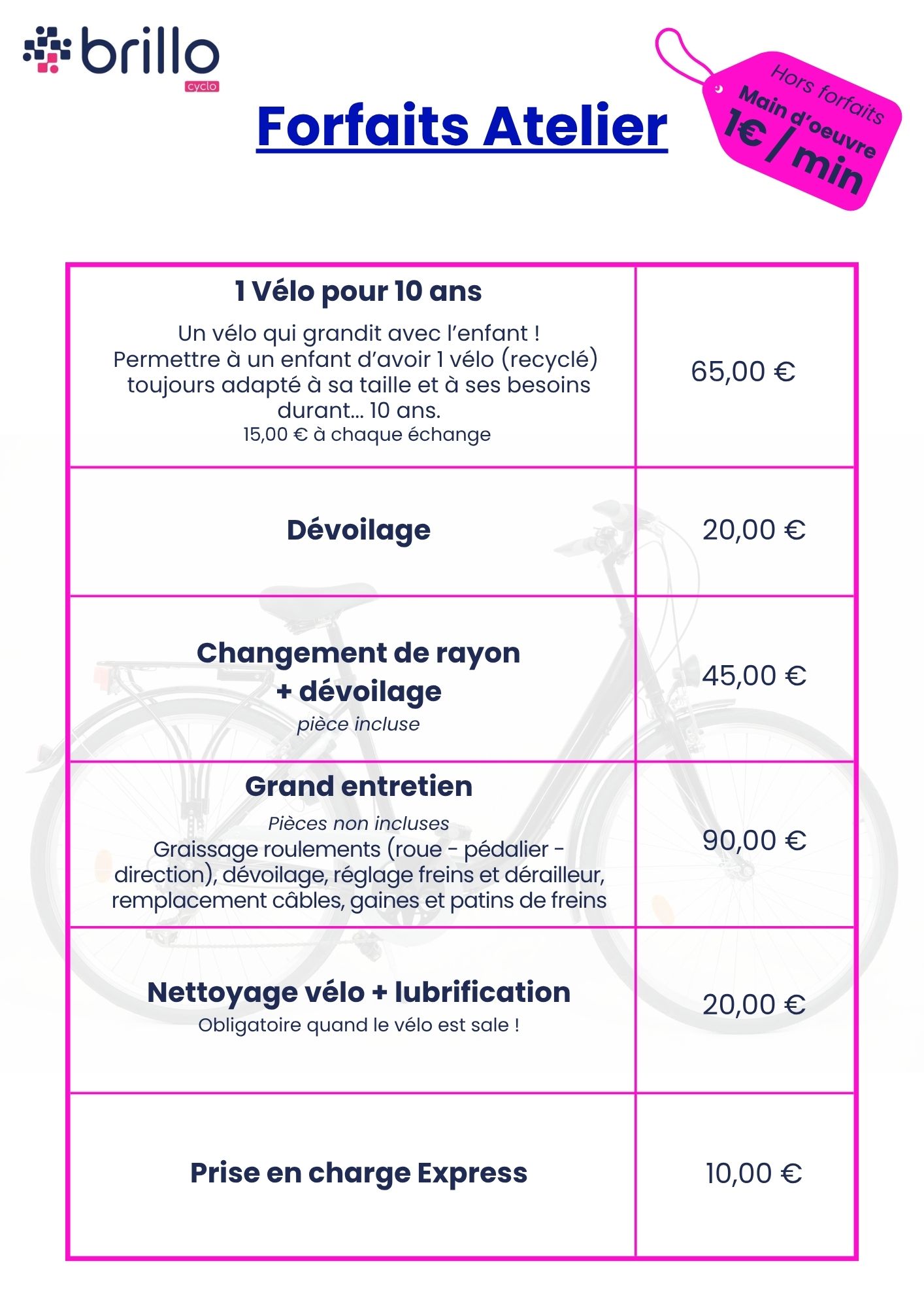 Tarif cyclo brillo avril 2026 1