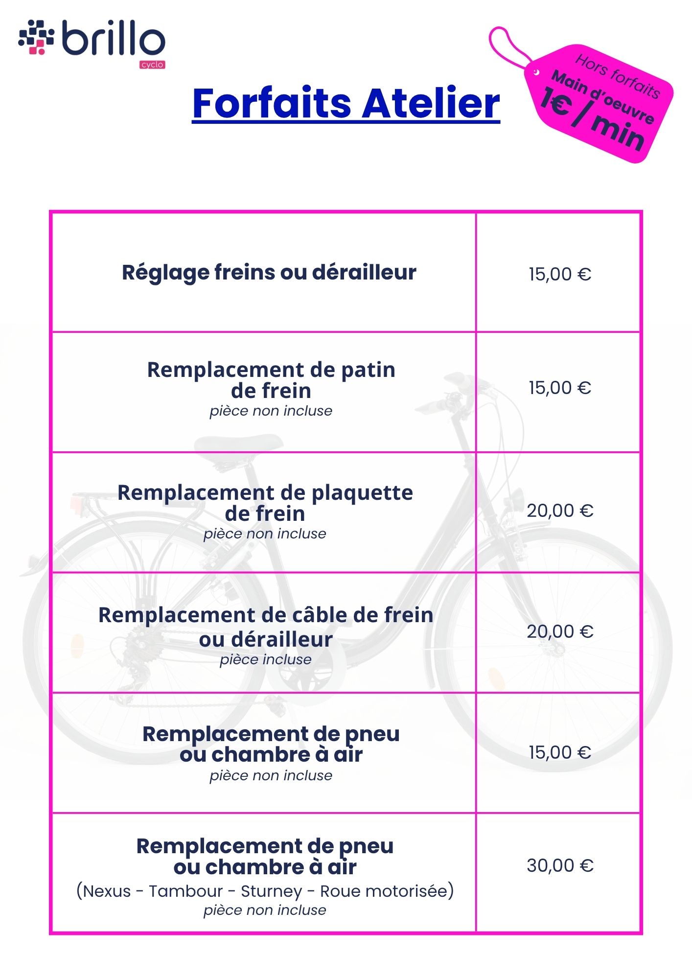 Tarif cyclo brillo avril 2026 2